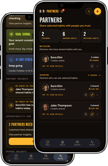 D/R accountability partner view of daily commitments and proof